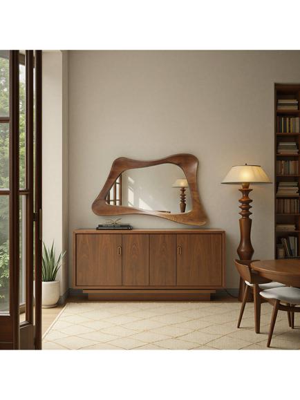 Yearn Maya Oak Wood Wall Mirror, 120 x 80cm, Walnut - view 2, Walnut