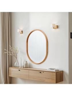 Yearn Quebec Solid Oak Wood Oval Wall Mirror, 80 x 60cm, Natural