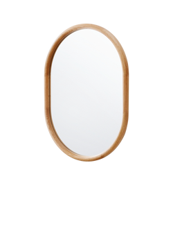 Yearn Quebec Solid Oak Wood Oval Wall Mirror, 80 x 60cm - view 2, Natural