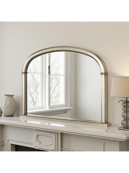 Yearn Refined Arched Overmantel Wall Mirror - view 2, Silver