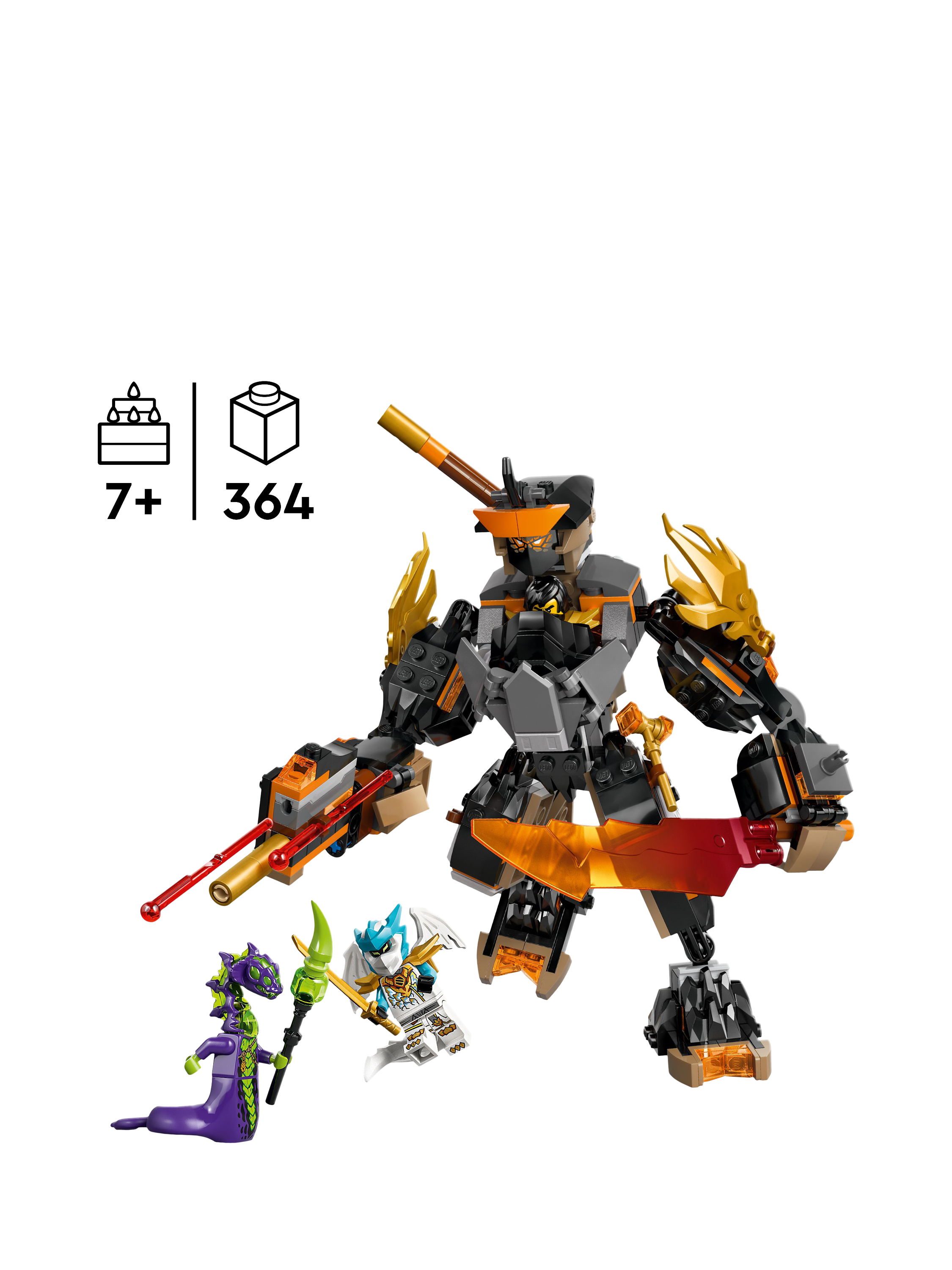 LEGO Ninjago 71854 Cole's Mission Mech & Dragon Zane Ninja Toy