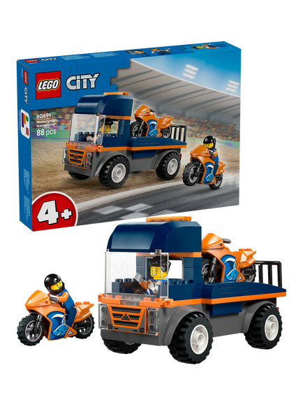 LEGO City 60491 Motorcycle Transporter Toy Building Kit, Multi