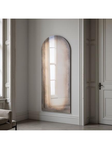 Yearn Tribeca Antiqued Full-Length Arched Wall Mirror, 170 x 70cm, Black, Black