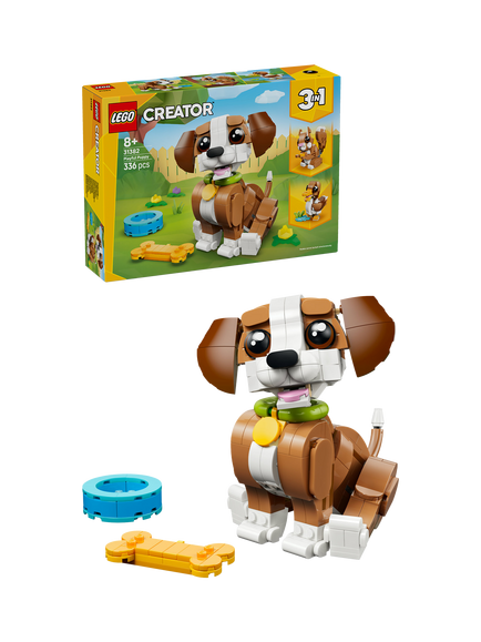 LEGO Creator 31382 Cute Animals: Playful Puppy Dog 3-in-1 Building Toy, Multi