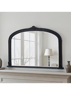 Yearn Victorian Arched Overmantel Wall Mirror, 89 x 127cm, Black