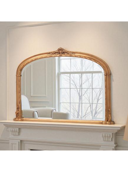 Yearn Victorian Arched Overmantel Wall Mirror, 89 x 127cm, Gold