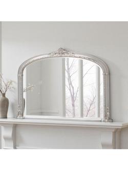 Yearn Victorian Arched Overmantel Wall Mirror, 89 x 127cm, Silver