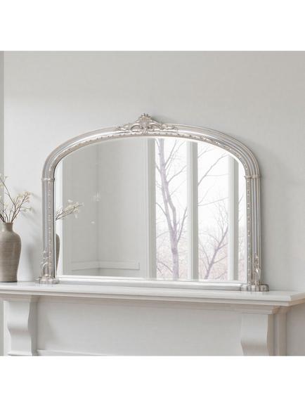 Yearn Victorian Arched Overmantel Wall Mirror, 89 x 127cm, Silver