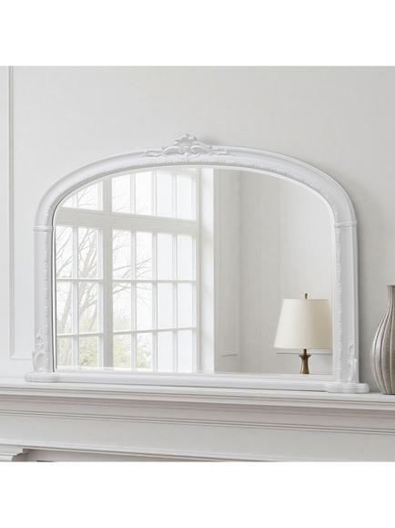 Yearn Victorian Arched Overmantel Wall Mirror, 89 x 127cm, White