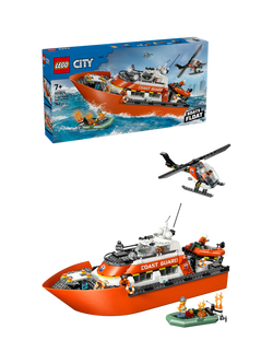 LEGO City 60504 Coast Guard Rescue Boat & Helicopter Building Kit, Multi