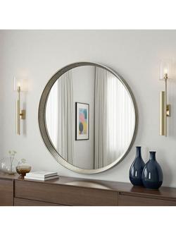 Yearn Willow Round Wall Mirror, 107cm, Silver