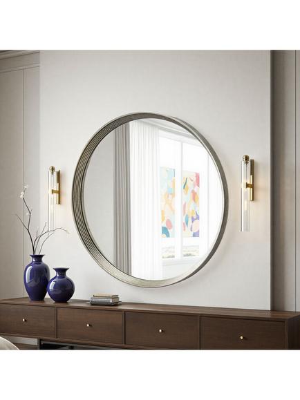 Yearn Willow Round Wall Mirror, 107cm - view 2, Silver