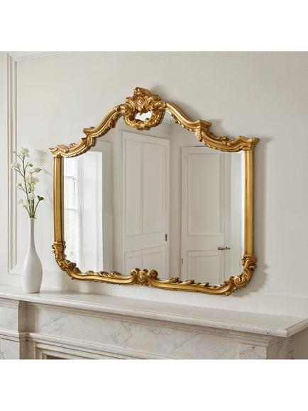 Yearn Overmantel Wall Mirror, 104 x 122cm, Gold