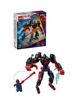 LEGO Marvel 76337 Miles Morales Mech vs. Spider-Man 2099 Toy, Multi