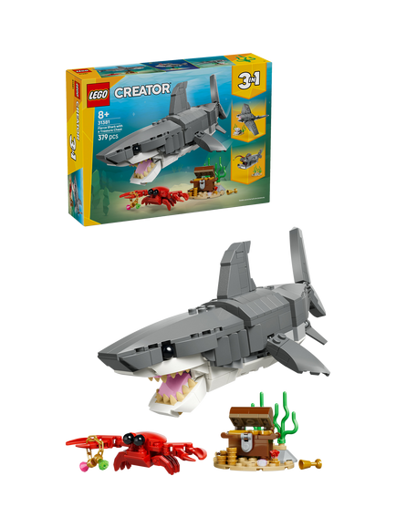 LEGO Creator 31381 Fierce Shark with a Treasure Chest 3-in-1 Building Toy, Multi