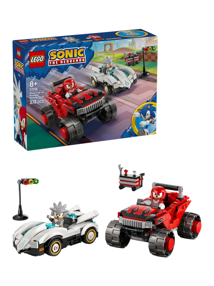 LEGO Sonic the Hedgehog 77118 Silver's Car vs. Knuckles' Monster Truck Toy, Multi
