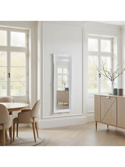 Yearn French Rectangular Wall Mirror, 166 x 60cm - view 2, White