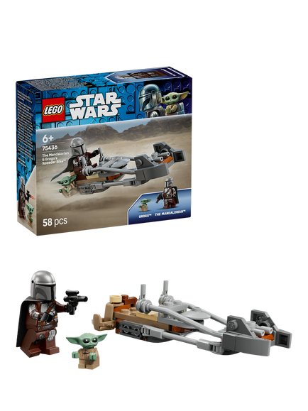 LEGO Star Wars 75436 The Mandalorian & Grogu's Speeder Bike Building Toy, Multi