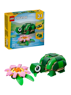 LEGO Creator 31377 Turtle with a Water Lily Flower 3-in-1 Building Toy, Multi