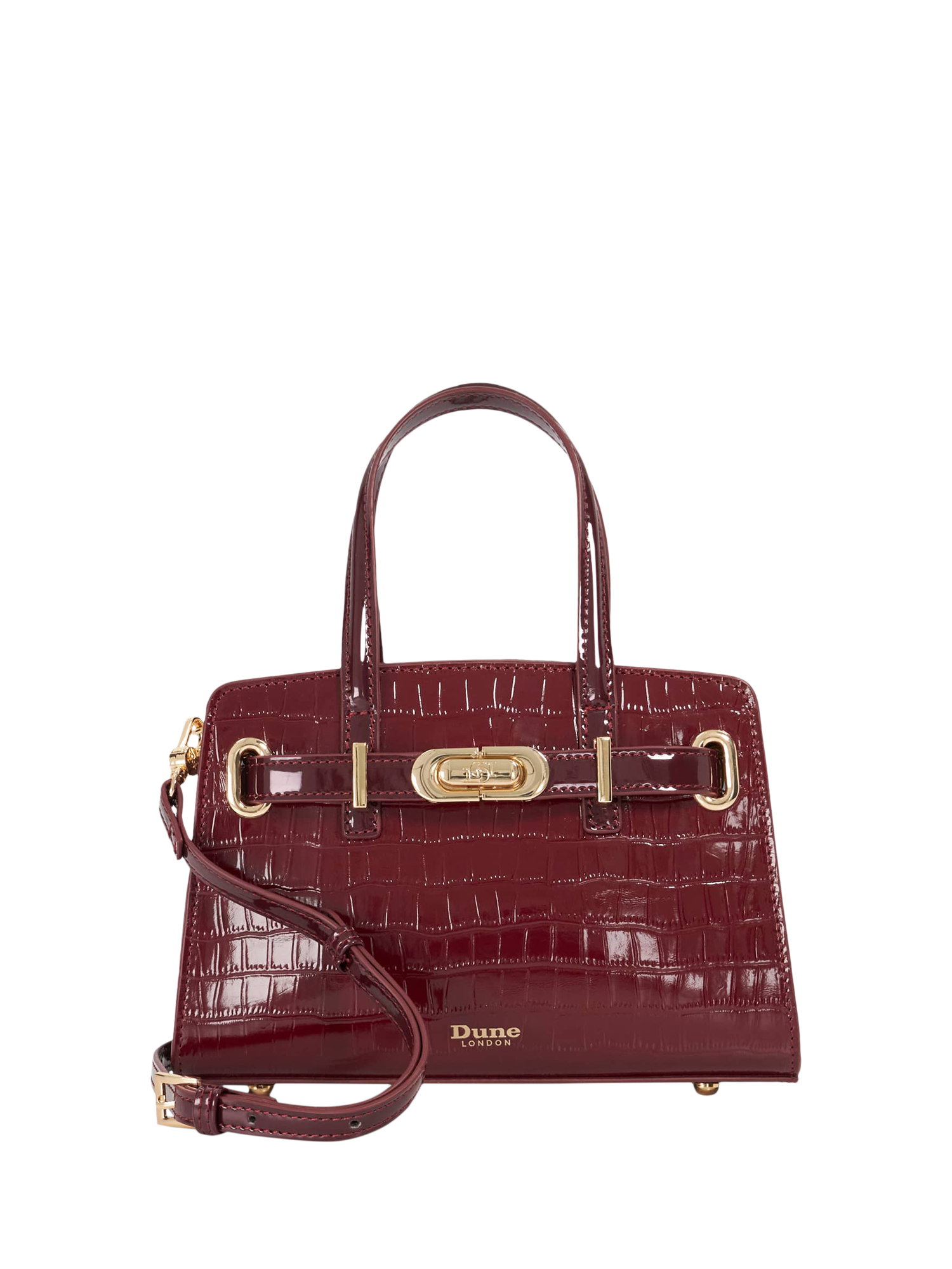 Product image 1 of 5, which shows Dune London Dinkydefine Belted Grab Bag, Burgundy