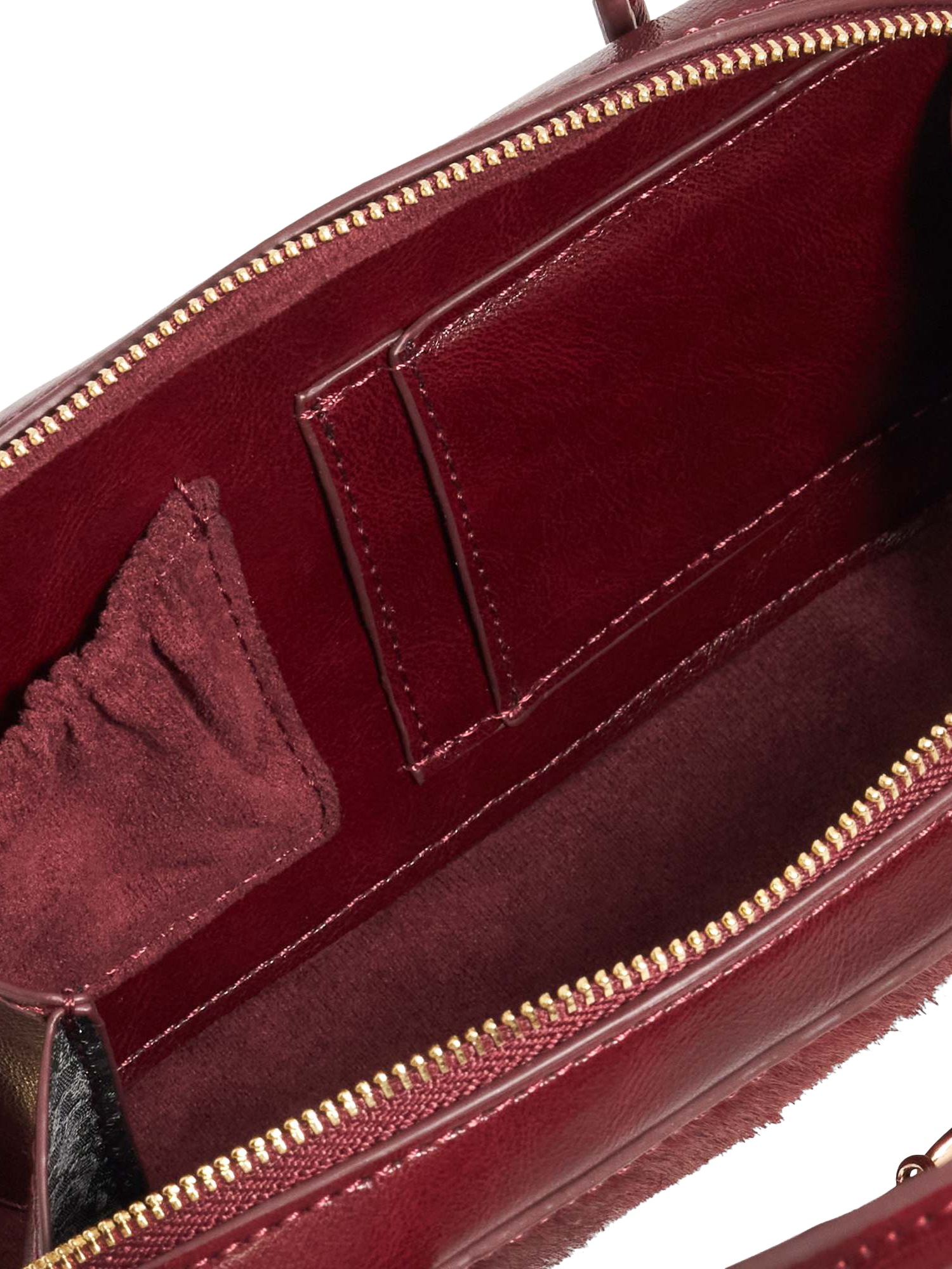 Product image 4 of 5, which shows Dune London Pony Effect Leather Charm Chain Bag, Red