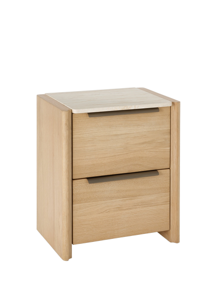 John Lewis OUTLET Rest 2 Drawer Bedside Table, Like New, Natural Wood, Natural Wood