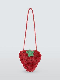 John Lewis Kids' Strawberry Straw Bag, Red, Red