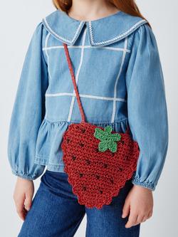 John Lewis Kids' Strawberry Straw Bag, Red - view 2, Red
