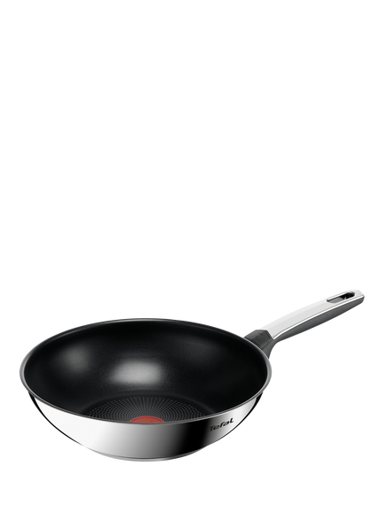 Tefal Emotion Plus Stainless Steel Non-Stick Deep Wok, 28cm, Silver