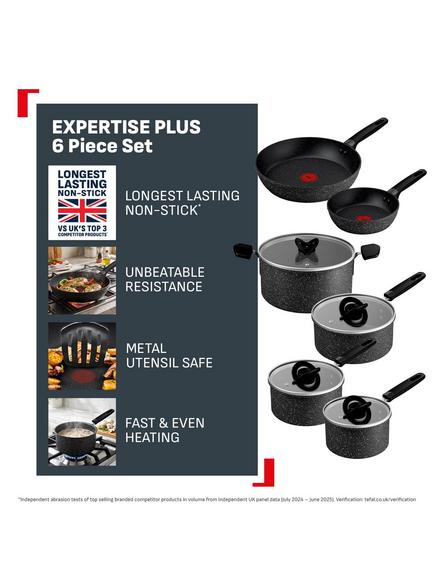 Tefal Expertise Plus Aluminium Non-Stick Pan Set, 6 Piece - view 2, Speckled Black