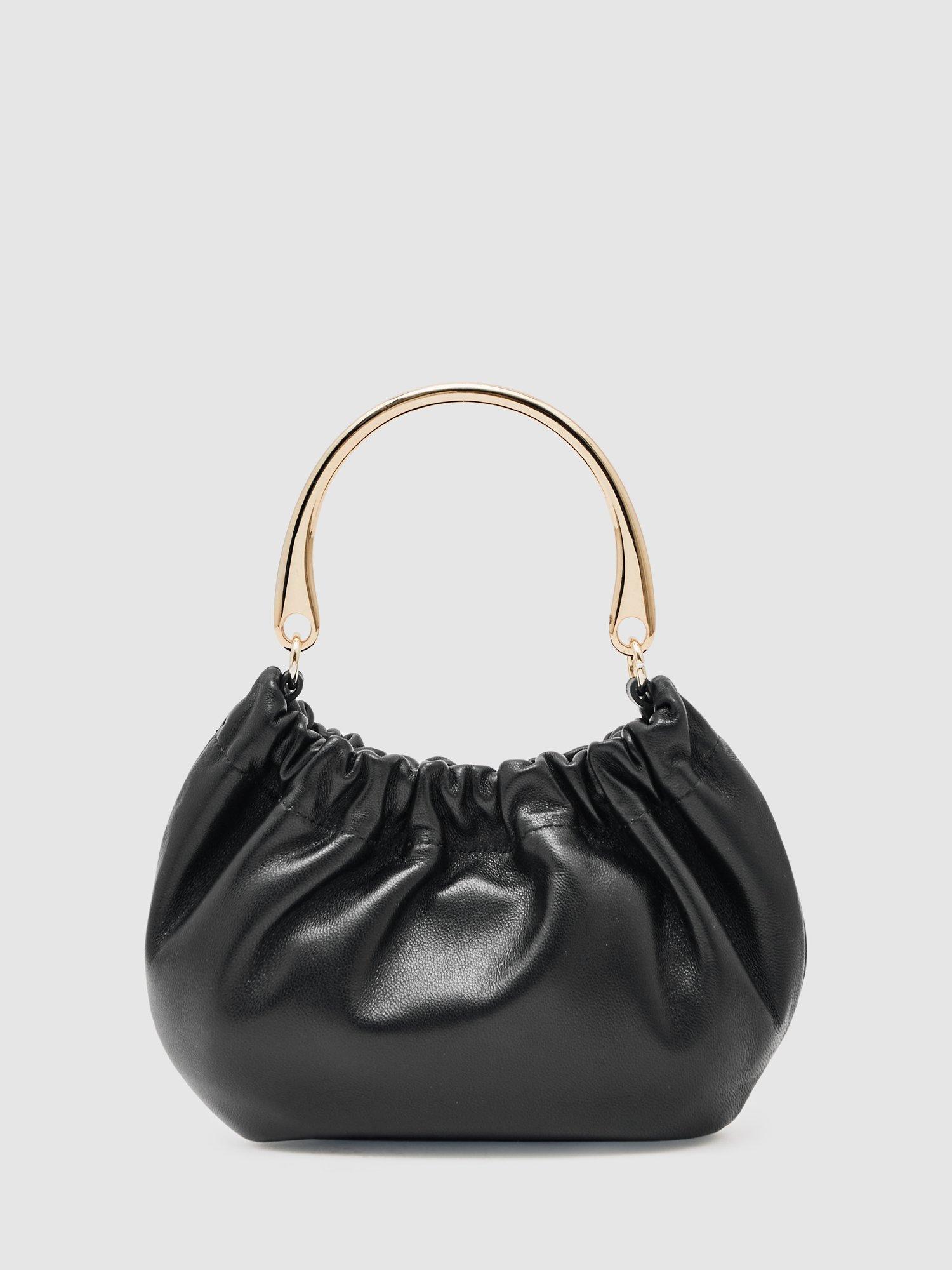 Reiss Millie Leather Clutch Bag, Black