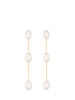 Jon Richard Chain and Pearl Earrings, Gold, Gold