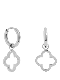 Jon Richard Waterproof Clover Huggie Earrings, Silver, Silver