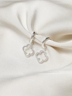 Jon Richard Waterproof Clover Huggie Earrings, Silver - view 2, Silver