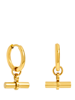 Jon Richard Waterproof T-Bar Huggie Hoop Earrings, Gold Plated, Gold
