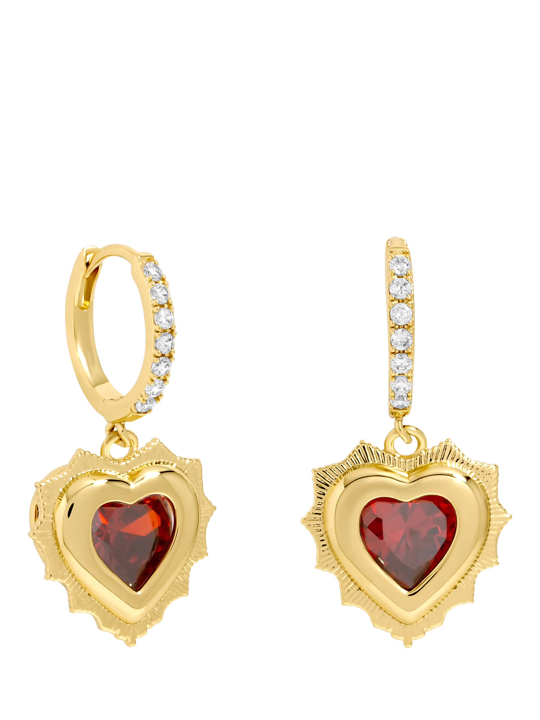 Product image 1 of 4, which shows Jon Richard Birthstone Heart Huggie Earrings, January
