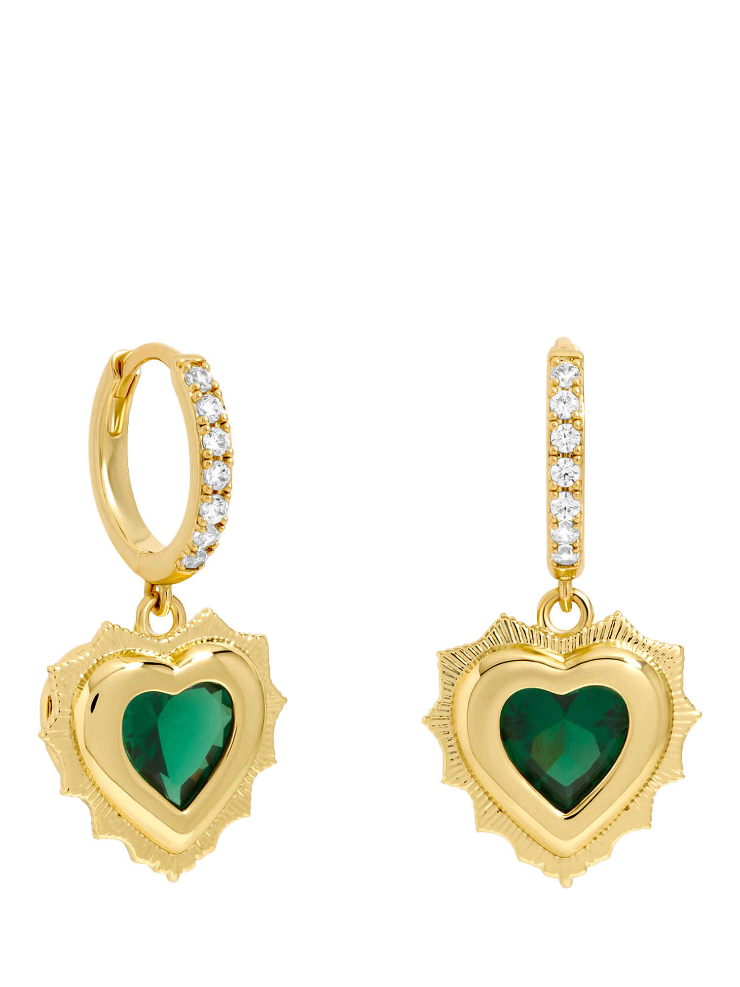 Product image 1 of 4, which shows Jon Richard Birthstone Heart Huggie Earrings, May