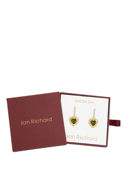 Jon Richard Birthstone Crystal Heart Huggie Earrings - view 2, August