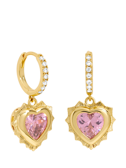 Jon Richard Birthstone Heart Huggie Earrings, October, Gold, Gold