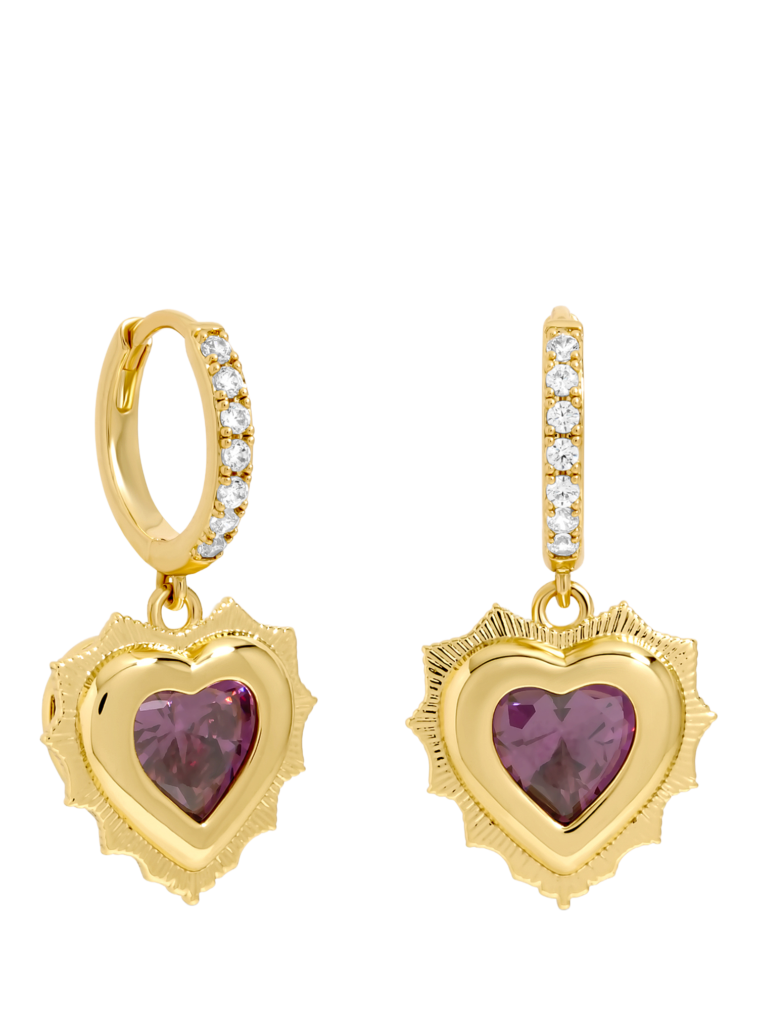 Product image 1 of 2, which shows Jon Richard Birthstone Heart Huggie Earrings, December