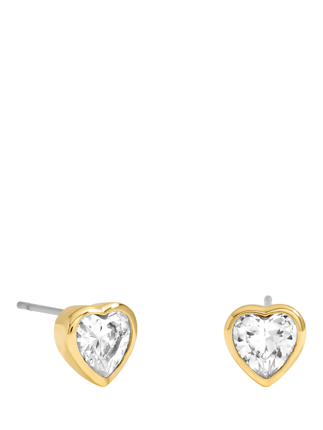 Product image 1 of 3, which shows Jon Richard Cubic Zirconia Heart Stud Earrings, Gold