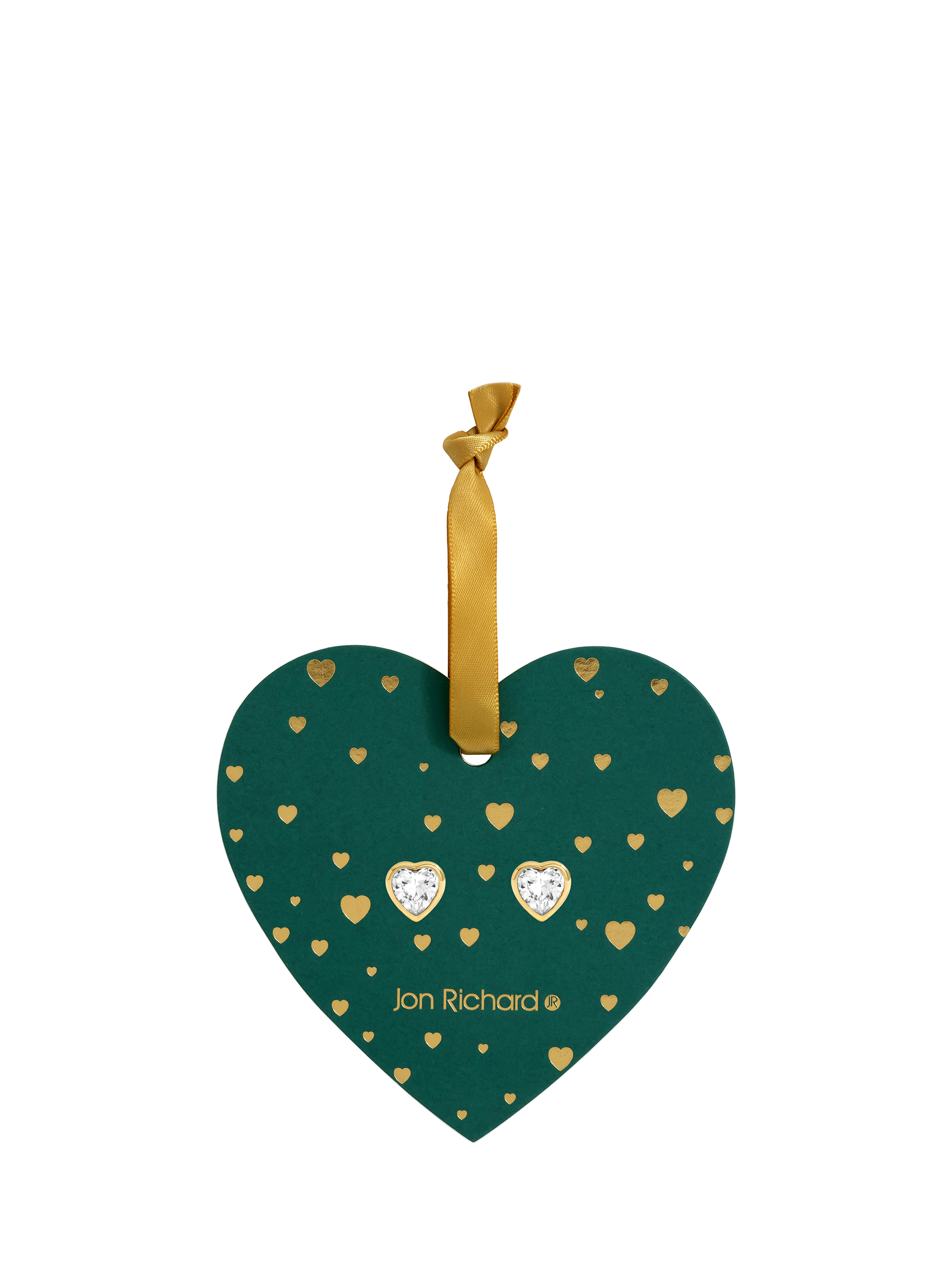 Product image 2 of 3, which shows Jon Richard Cubic Zirconia Heart Stud Earrings, Gold