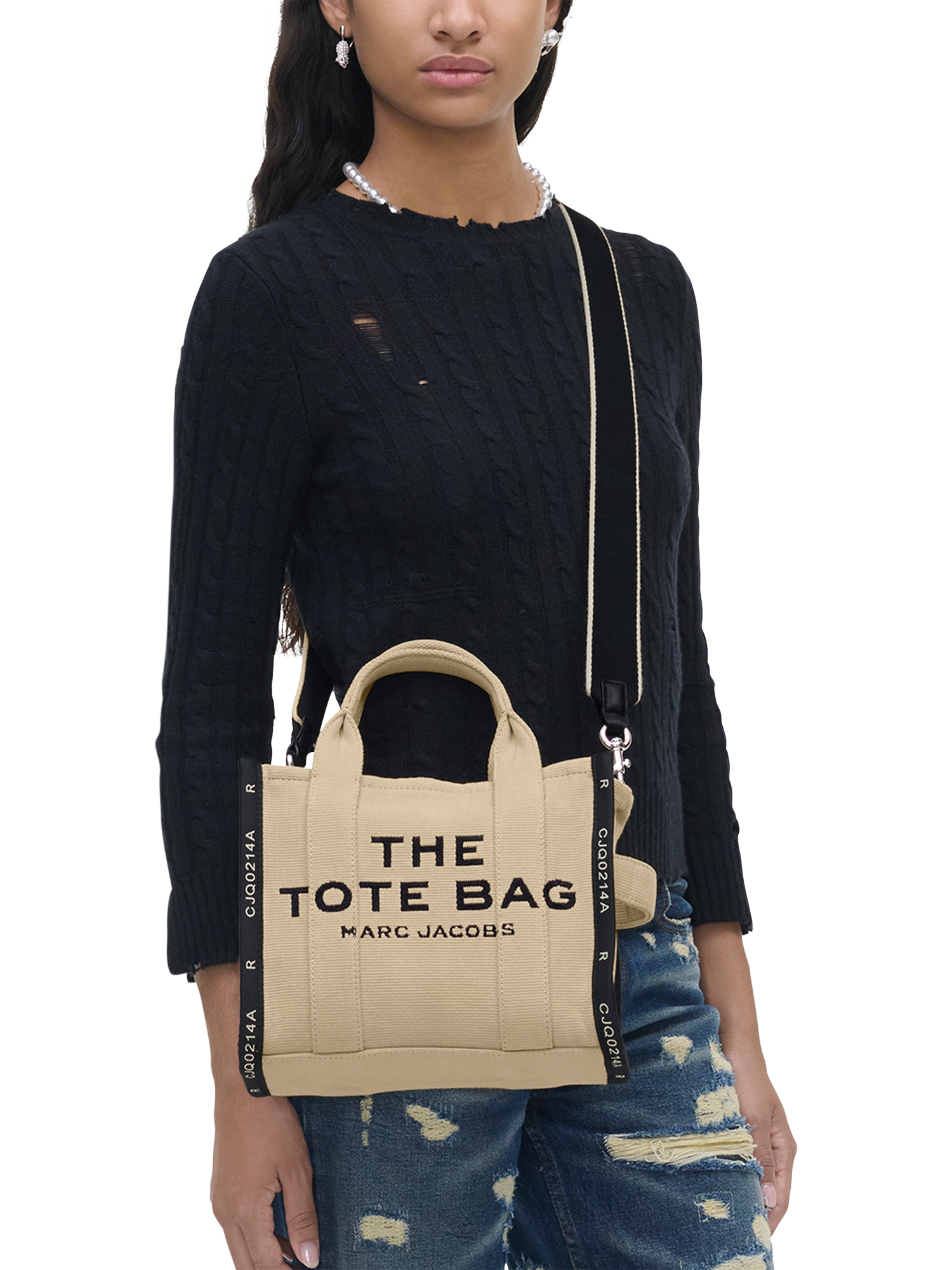 Product image 2 of 10, which shows Marc Jacobs THE Small Tote Jacquard Bag, Warm Sand