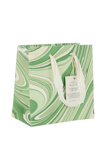 Paper Mirchi Marble Gift Bag, Green, Green