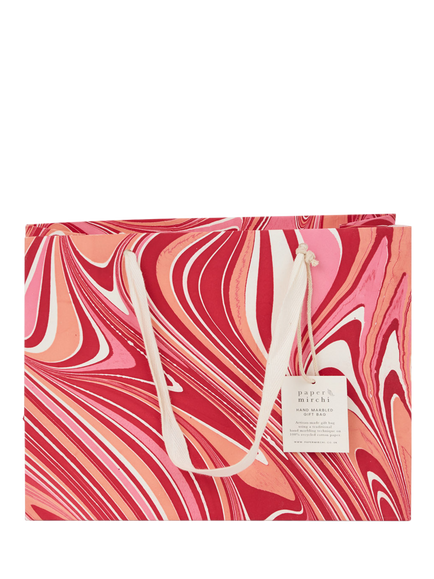 Paper Mirchi Marble Gift Bag, Red/Pink - view 2, Red/Pink