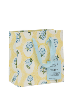 Paper Mirchi Floral Block Print Gift Bag, Multi Yellow, Multi Yellow