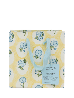 Paper Mirchi Floral Block Print Gift Bag, Multi Yellow - view 2, Multi Yellow
