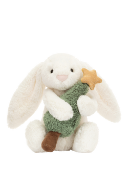 Jellycat Bashful Bunny with Christmas Tree Soft Toy - view 2, White