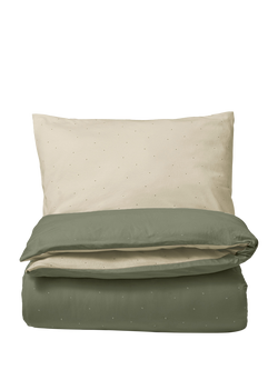 The Little Green Sheep Cotton Jersey Duvet & Pillowcase Set, Cotbed, Juniper Rice Print, Juniper Rice Print