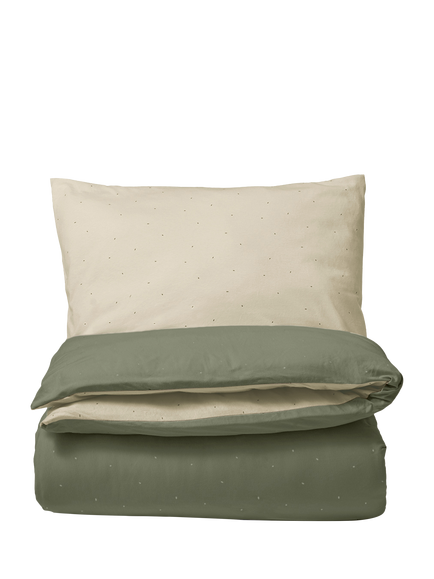 The Little Green Sheep Cotton Jersey Duvet & Pillowcase Set, Cotbed, Juniper Rice Print, Juniper Rice Print